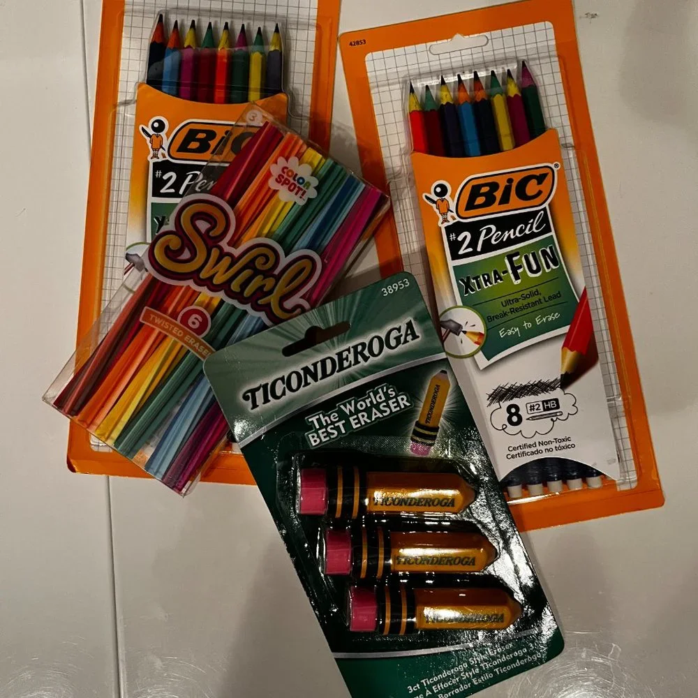 Bic Pencils and‎ Novelty Erasers (Mixed Lot / New / home /x)
